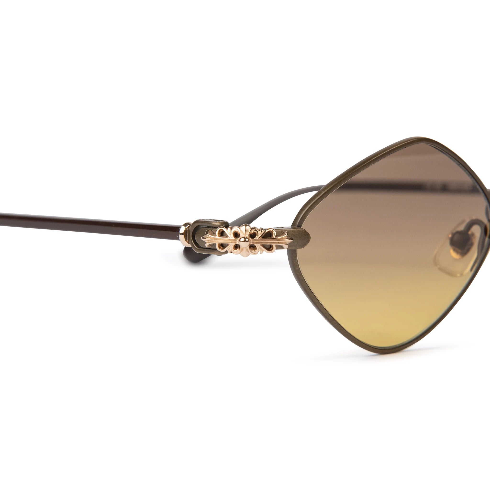 Corner view of Chrome Hearts Diamond Dog Light Brown Sunglasses